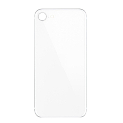 Shop the white back glass with a bigger camera hole for iPhone SE 2020 – no logo.