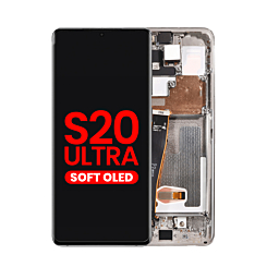 Grab wholesale deals on the OLED Assembly with Frame for Galaxy S20 Ultra G988, Cloud White, Aftermarket OLED.