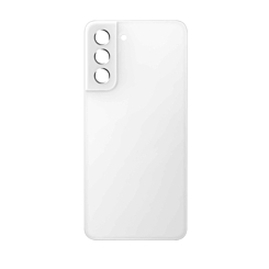 Purchase the Back Glass with Camera Lens and Adhesive for Galaxy S21 FE in White, No Logo.