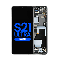 Grab wholesale deals on the LCD Assembly with Frame for Galaxy S21 Ultra 5G G998 in Phantom Black, Aftermarket Incell.