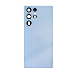 Stock up on the back glass with camera lens and adhesive for Galaxy S22 Ultra in sky blue, no logo.