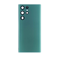 Stock up on the back glass with camera lens and adhesive for Galaxy S22 Ultra, no logo, green.
