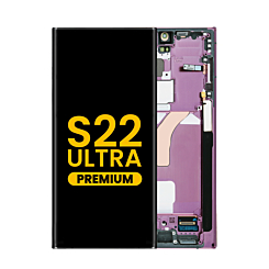 Buy the OLED Assembly with Frame for the Galaxy S22 Ultra S908 in Burgundy, premium model.

