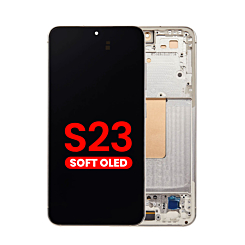 OLED Assembly with Frame for Galaxy S23 (S911) (CREAM) (Aftermarket OLED)