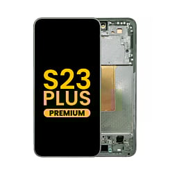 Purchase the OLED assembly with frame for Galaxy S23 Plus S916 in green. Premium quality.