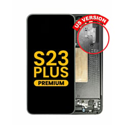 Order the Galaxy S23 Plus 5G S916 screen assembly with frame in graphite. US version, premium refurbished.