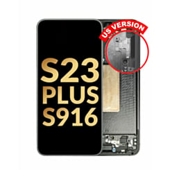 Order the Galaxy S23 Plus 5G S916 screen assembly with frame in graphite. US version, premium refurbished.