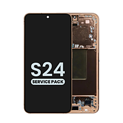 Buy the OLED Assembly with Frame for Galaxy S24 S921 in sandstone orange, service pack.

