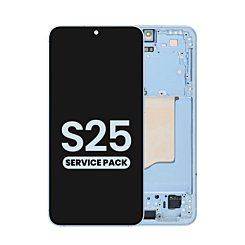 Stock up on the OLED Assembly with frame for Galaxy S25, model S931, in icyblue, service pack.