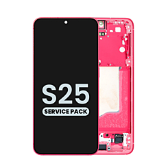 Stock up on the OLED Assembly with frame for Galaxy S25, model S931, in coral red, service pack.