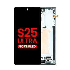 Stock up on the OLED Assembly with Frame for Galaxy S25 Ultra, model S938, in titanium black, aftermarket OLED.