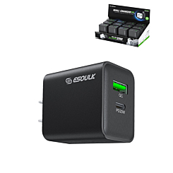 Esoulk PD & QC Wall Charger (BLACK) (20W) (Pack of 12) (Only Ground Shipping)