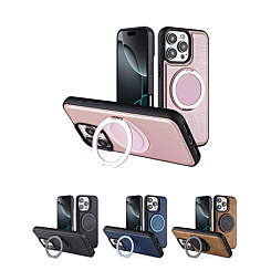 Slim Leather Case with Wireless Charging Kickstand for iPhone 16 Pro (Only Ground Shipping)