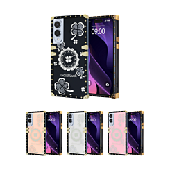 Square Acrylic Mirror Shiny Luxury Case with Ring for Galaxy S25E (Only Ground Shipping)