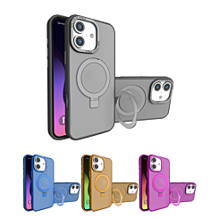 Carbon Wireless Charging Case with Ring Stand for iPhone 16 (Only Ground Shipping)