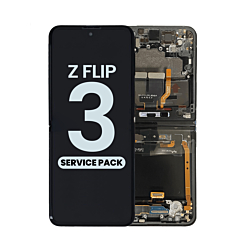 OLED Assembly with Frame for Galaxy Z Flip 3 F711 (PHANTOM BLACK) (US and International) (Service Pack)