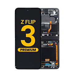 OLED Assembly with Frame for Galaxy Z Flip 3 F711 (PHANTOM BLACK) (US & International) (Premium)