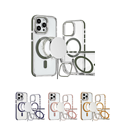 Thin Magnetic Clear Case with Camera Stand Kickstand for iPhone 12 / 12 Pro (Only Ground Shipping)