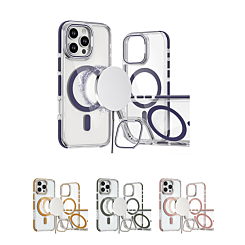 Thin Magnetic Clear Case with Camera Stand Kickstand for iPhone 16 Pro (Only Ground Shipping)