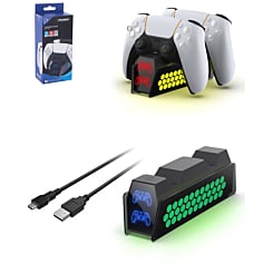 Dobe Dual Honeycomb RGB Charger for PlayStation 5 (Dual Sense) Wireless Controller (Only Ground Shipping)
