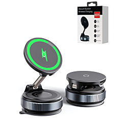 360° Adjustable Vacuum Suction Car Phone Holder with Wireless Charging - BLACK (Only Ground Shipping)