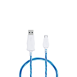 Visible USB A-M Flowing LED Fast Charging Cable (BLUE) (3ft) (5W) (Only Ground Shipping)