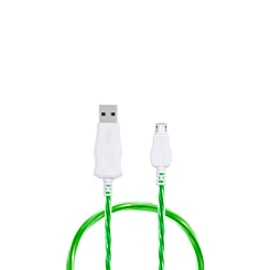 Visible USB A-M Flowing LED Fast Charging Cable (GREEN) (3ft) (5W) (Only Ground Shipping)