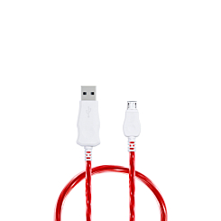 Visible USB A-M Flowing LED Fast Charging Cable (RED) (3ft) (5W) (Only Ground Shipping)