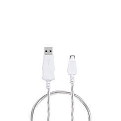 Visible USB A-M Flowing LED Fast Charging Cable (WHITE) (3ft) (5W) (Only Ground Shipping)
