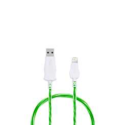 Visible USB A-L Non-MFI Flowing LED Fast Charging Cable (GREEN) (3ft) (10W) (Only Ground Shipping)