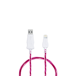 Visible USB A-L Non-MFI Flowing LED Fast Charging Cable (PINK) (3ft) (10W) (Only Ground Shipping)