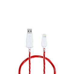 Visible USB A-L Non-MFI Flowing LED Fast Charging Cable (RED) (3ft) (10W) (Only Ground Shipping)