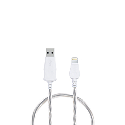 Visible USB A-L Non-MFI Flowing LED Fast Charging Cable (WHITE) (3ft) (10W) (Only Ground Shipping)