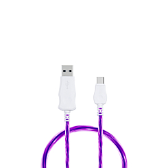Visible USB A-C Flowing LED Fast Charging Cable (PURPLE) (3ft) (10W) (Only Ground Shipping)