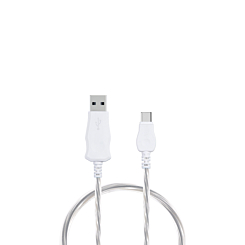 Visible USB A-C Flowing LED Fast Charging Cable (WHITE) (3ft) (10W) (Only Ground Shipping)