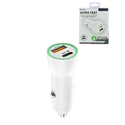 USB C+A Car Charger (WHITE) (38W) (Only Ground Shipping)