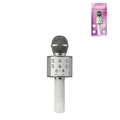 Shiny Karaoke Microphone Speaker with Disco Ball Insert - WHITE PEARLS (Only Ground Shipping)