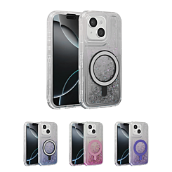 Wireless Charging Protective Glitter Liquid Bumper Case for iPhone 15