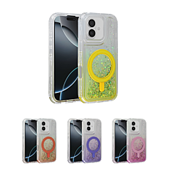 Wireless Charging Protective Glitter Liquid Bumper Case for iPhone 16 Plus (Only Ground Shipping)
