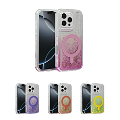 Wireless Charging Protective Glitter Liquid Bumper Case for iPhone 16 Pro Max (Only Ground Shipping)