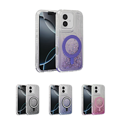 Wireless Charging Protective Glitter Liquid Bumper Case for iPhone 16 (Only Ground Shipping)