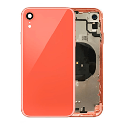 Buy the Back Housing Frame with Small Components Pre-Installed for iPhone XR in coral, without logo.