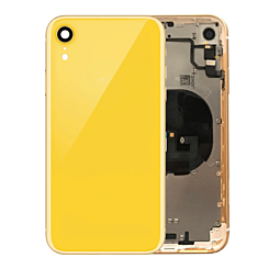 Purchase the Back Housing Frame with Small Components Pre-Installed for iPhone XR in yellow, without logo.