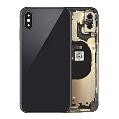 Stock up on the back housing frame for iPhone XS in space gray, no logo, with small components pre-installed.