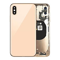 Shop the back housing frame for iPhone XS in gold, no logo, with small components pre-installed.
