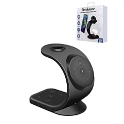 Brookstone (3in1) Curved Wireless Charging Station - BLACK (15W) (Only Ground Shipping)
