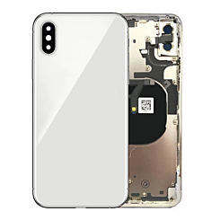 Grab the wholesale deals on the silver back housing frame with small components pre-installed for iPhone XS Max – no logo.