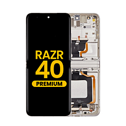 OLED Assembly with Frame for Motorola Moto Razr 40 (XT2323-3 / 2023) (VANILLA CREAM) (Premium)