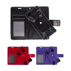 YUW-Medium (5.0"-5.2") Universal Wallet Case with 360 Degree Rotating Swivel Stand