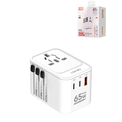LDNIO Z6 (65W) 3 USB Ports GaN All in One Universal Travel Adapter (Integrated US/UK/EU/AU) (Only Ground Shipping)